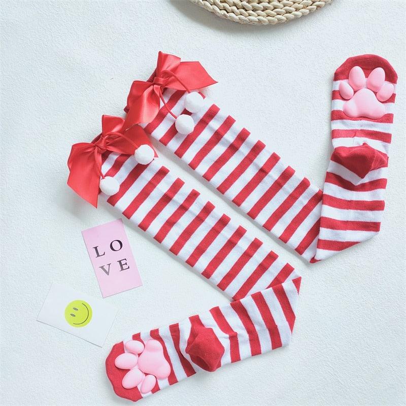 Cat Paw Thigh High Socks