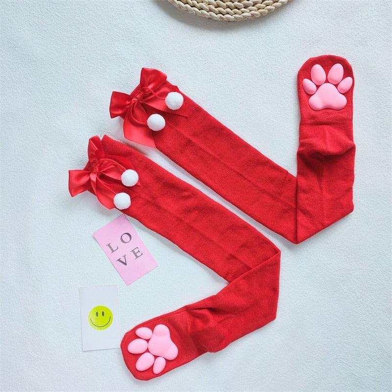 Cat Paw Thigh High Socks