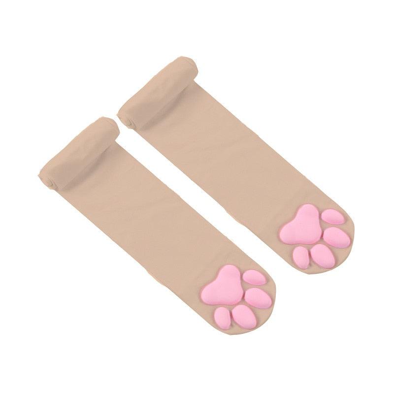 Cat Paw Thigh High Socks
