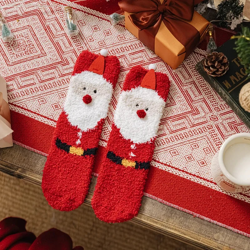 Christmas Coral Fleece Short Socks