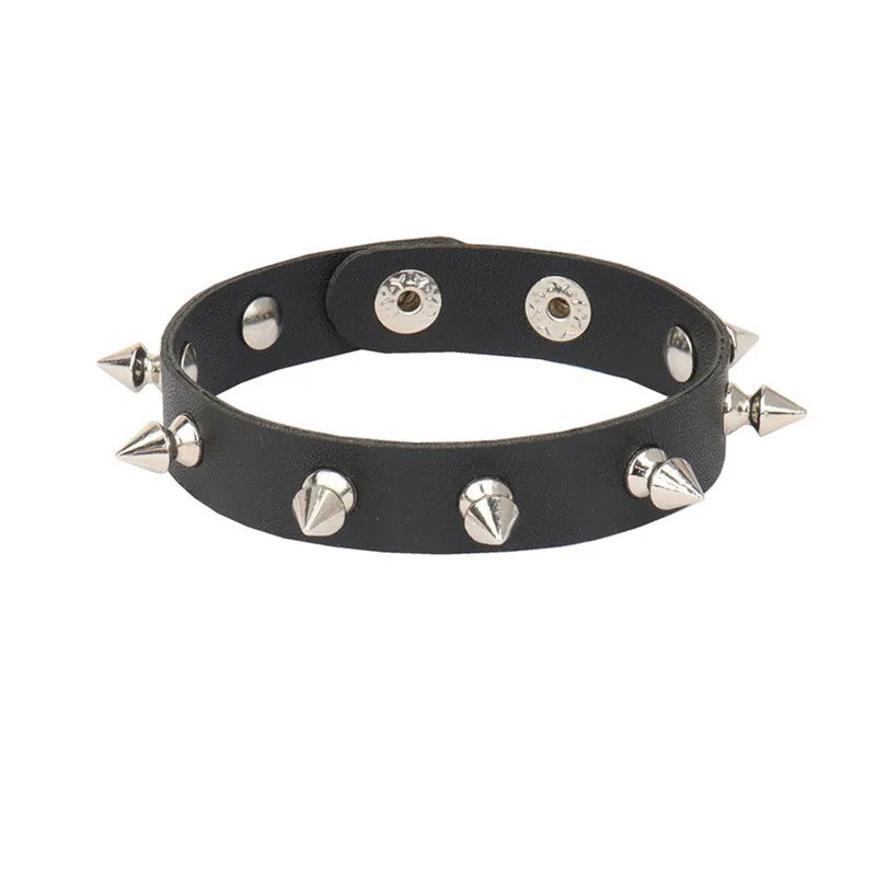 Black Leather Gothic Bracelet Collection