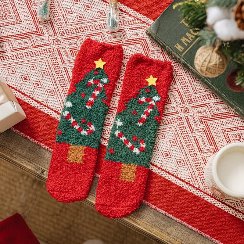 Christmas Coral Fleece Short Socks