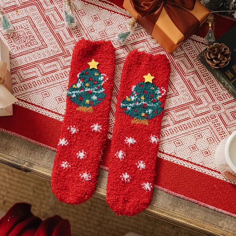 Christmas Coral Fleece Short Socks