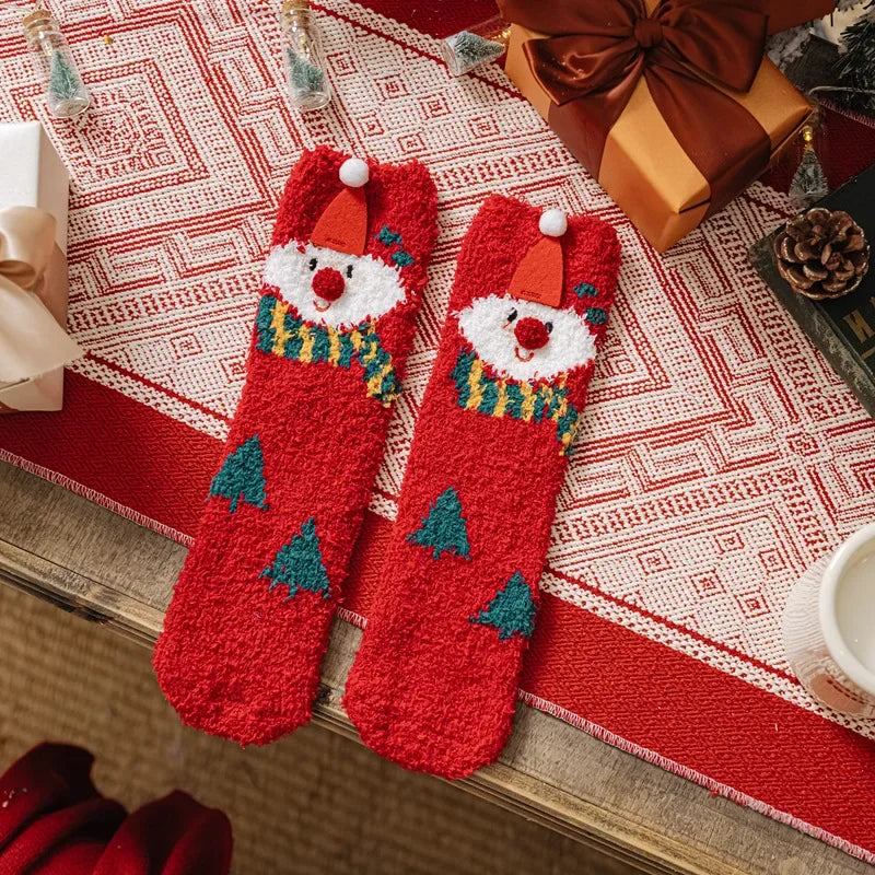 Christmas Coral Fleece Short Socks