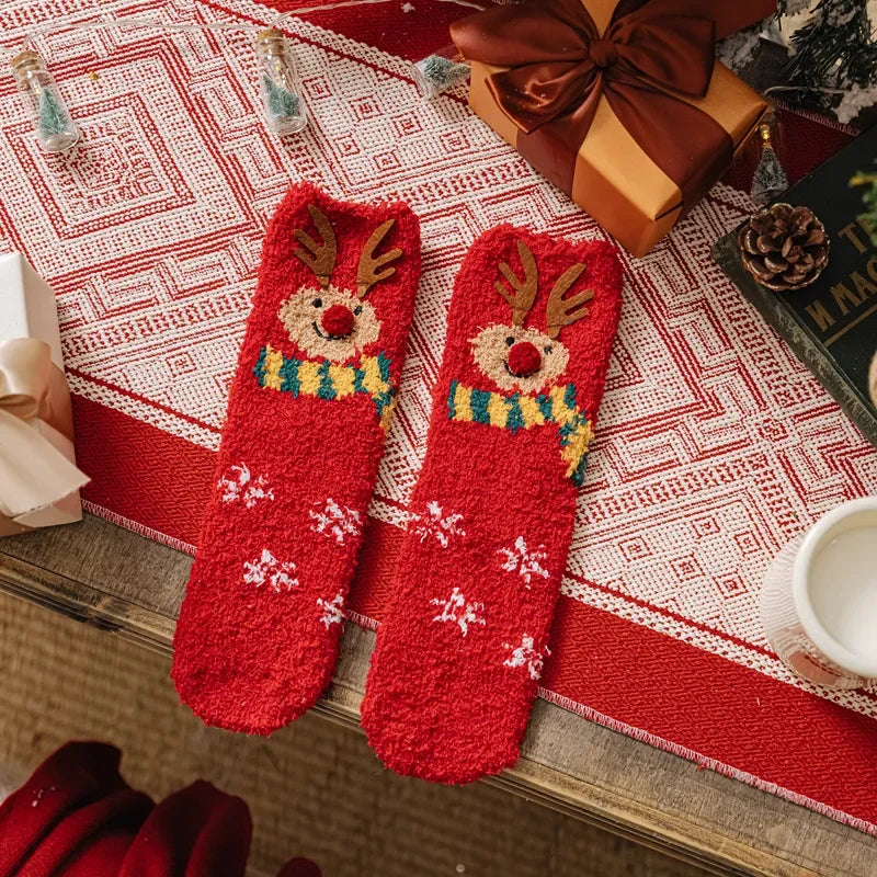 Christmas Coral Fleece Short Socks