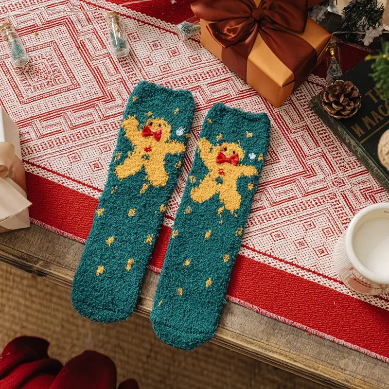 Christmas Coral Fleece Short Socks